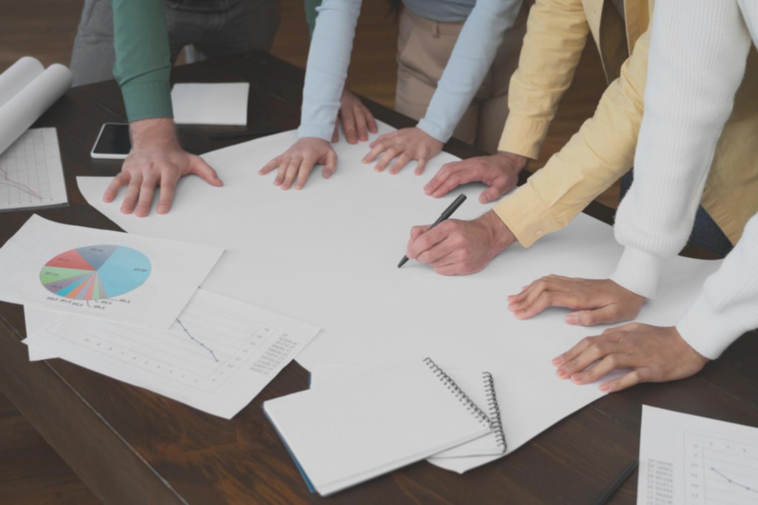 Professional consultation environment showing collaborative workspace